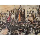 George Hann (1900-1979), ink and watercolour, Venetian scene, signed, 42 x 54cm