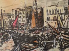 George Hann (1900-1979), ink and watercolour, Venetian scene, signed, 42 x 54cm