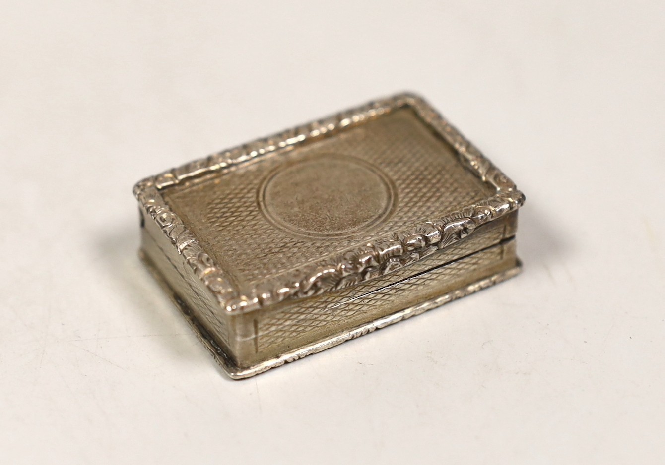 A late Victorian engine turned silver rectangular vinaigrette, George Unite, Birmingham, 1898, - Image 2 of 3