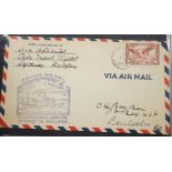 Postal covers in an album, plus loose with Gernsey 1825 scroll postmark, pre stamp 1930’s airmail