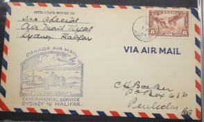 Postal covers in an album, plus loose with Gernsey 1825 scroll postmark, pre stamp 1930’s airmail