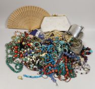 A quantity of assorted costume jewellery, including white metal and moonstone bracelet and other