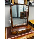A George III mahogany bow front toilet mirror, width 45cm, height 58cm