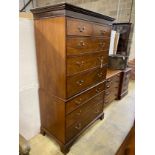 A George III mahogany secretaire chest on chest, width 112cm, depth 61cm, height 189cm