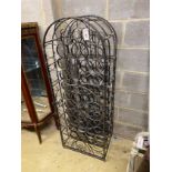 A painted wrought iron 44 bottle wine cage, width 52cm, depth 40cm, height 142cm