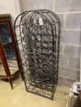 A painted wrought iron 44 bottle wine cage, width 52cm, depth 40cm, height 142cm