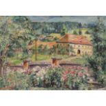 Svatopluk Havrlik (b.1908), oil on canvas, Mediterranean country house and garden, signed and
