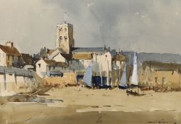 Edward Wesson (1910-1983), ink and watercolour, 'Shoreham, Sussex', signed, 26 x 39cm