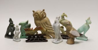 A group of Chinese, Egyptian hardstone and soapstone carvings