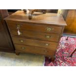 A George III provincial oak four drawer chest, width 84cm, depth 45cm, height 84cm