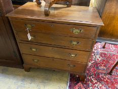 A George III provincial oak four drawer chest, width 84cm, depth 45cm, height 84cm