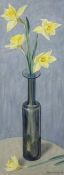 Bryan Senior (British b.1935), acrylic on paper, 'Daffodils in grey vase', signed and dated '88 43 x