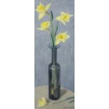 Bryan Senior (British b.1935), acrylic on paper, 'Daffodils in grey vase', signed and dated '88 43 x