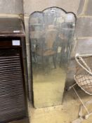 An Art Deco rectangular frameless wall mirror, height 123cm