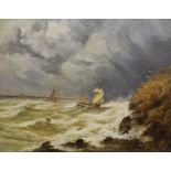 Attributed to John Moore of Ipswich (1820-1902), oil on millboard, Seascape, 17 x 22cm