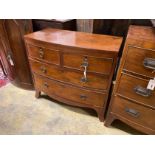 A small Regency mahogany bow front chest of drawers, width 83cm, depth 44cm, height 75cm