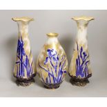 A pair of Royal Doulton vases and another (3), pair 29cms high
