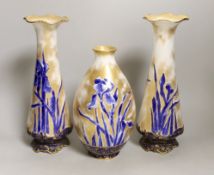 A pair of Royal Doulton vases and another (3), pair 29cms high