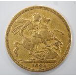 A George IV 1824 gold sovereign, VG or better.