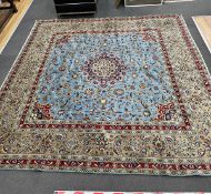 A Kashan blue ground carpet, 242 x 242cm