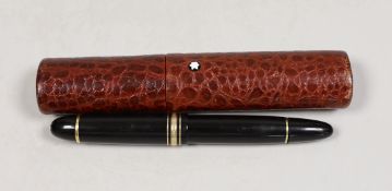 A Montblanc Meisterstuck no.149 fountain pen and a red crocodile pattern leather case