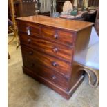 A Victorian mahogany five drawer chest, width 106cm, depth 51cm, height 106cm