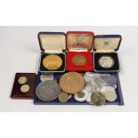 A Princess Louise marriage medal, a Barcelona 1878 valor bronze medal, two Falklands medals (one