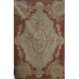 Two wool worked floral patterned (Aubusson style) rugs,