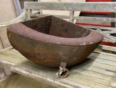 A Victorian cast iron corner trough, length 65cm, width 47cm, height 29cm