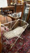 A Victorian metal folding crib, length 90cm, depth 43cm, height 134cm