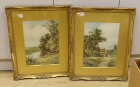 Henry H. Parker (1858-1930), pair of watercolours, 'At Goring, Surrey' and 'The Thames at Cullam',