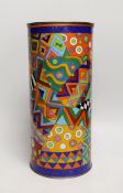An unusual Art Deco style cloisonné enamel sleeve vase, with signature to base, 34.5cms high