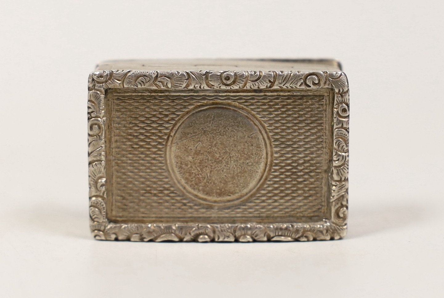 A late Victorian engine turned silver rectangular vinaigrette, George Unite, Birmingham, 1898,