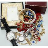 A group of costume jewellery, wrist watches, pocket watch etc.