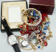 A group of costume jewellery, wrist watches, pocket watch etc.