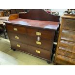 A Victorian military style mahogany wash stand, width 114cm, depth 54cm, height 109cm