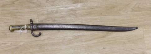 A WWI French bayonet, 1874 - pattern. 72cm overall