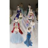 Thirteen Royal Worcester and Coalport figures of ladies, to include Dearest Rose, Sheer Elegance,