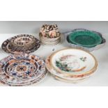 A quantity of Royal Crown Derby Imari teawares, Masons ironstone plates and further 19th century