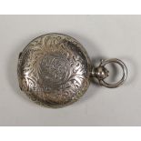 A late Victorian engraved silver sovereign case, John Milward Banks, Birmingham 1888, 30mm.