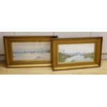 Charles S. Graham (1852-1911), pair of watercolours, Views along the Nile, signed, 24 x 50cm