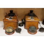 Two Ericsson oak cased railway signal box telephones, 30cms long