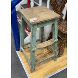 A French painted teak clerk's stool, width 46cm, depth 46cm, height 75cm