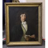 Early 19th century English School, oil on canvas, Portrait of a young man, half length, with a
