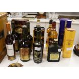 Thirteen bottles of various whisky, brandy and Armagnac, to include Glenfiddich, Glenmorangie,
