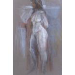 John Pearce (b.1942), pastel, Standing female nude, signed, 49 x 32cm