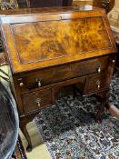 An early 20th century Queen Anne revival walnut bureau, width 76cm, depth 46cm, height 103cm