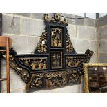 A Chinese carved parcel gilt lacquer wall plaque, width 140cm, height 107cm