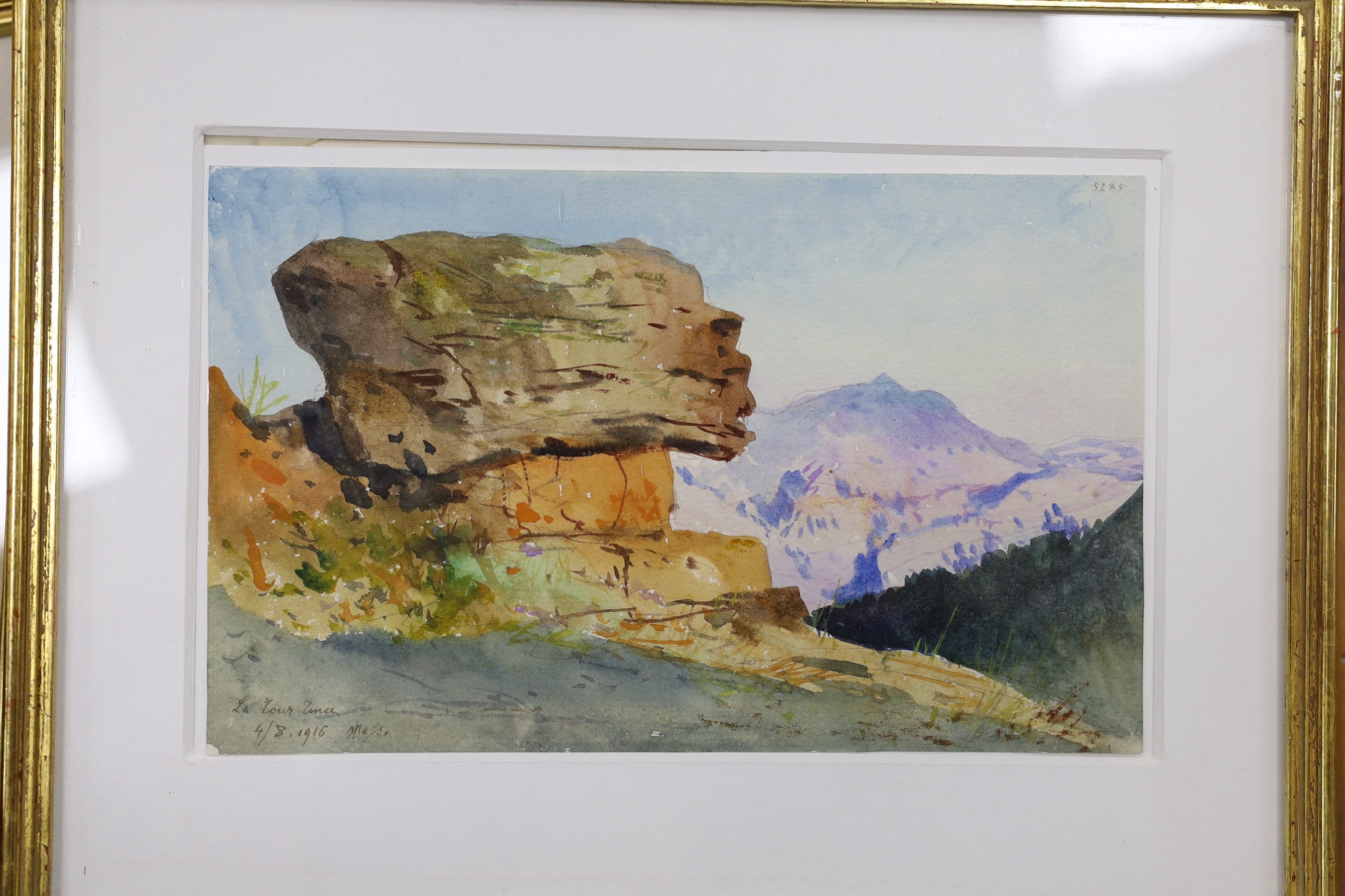 Alixis Mossa (1844-1926), twelve watercolours, Topographical views of France, mostly signed and many - Image 5 of 6