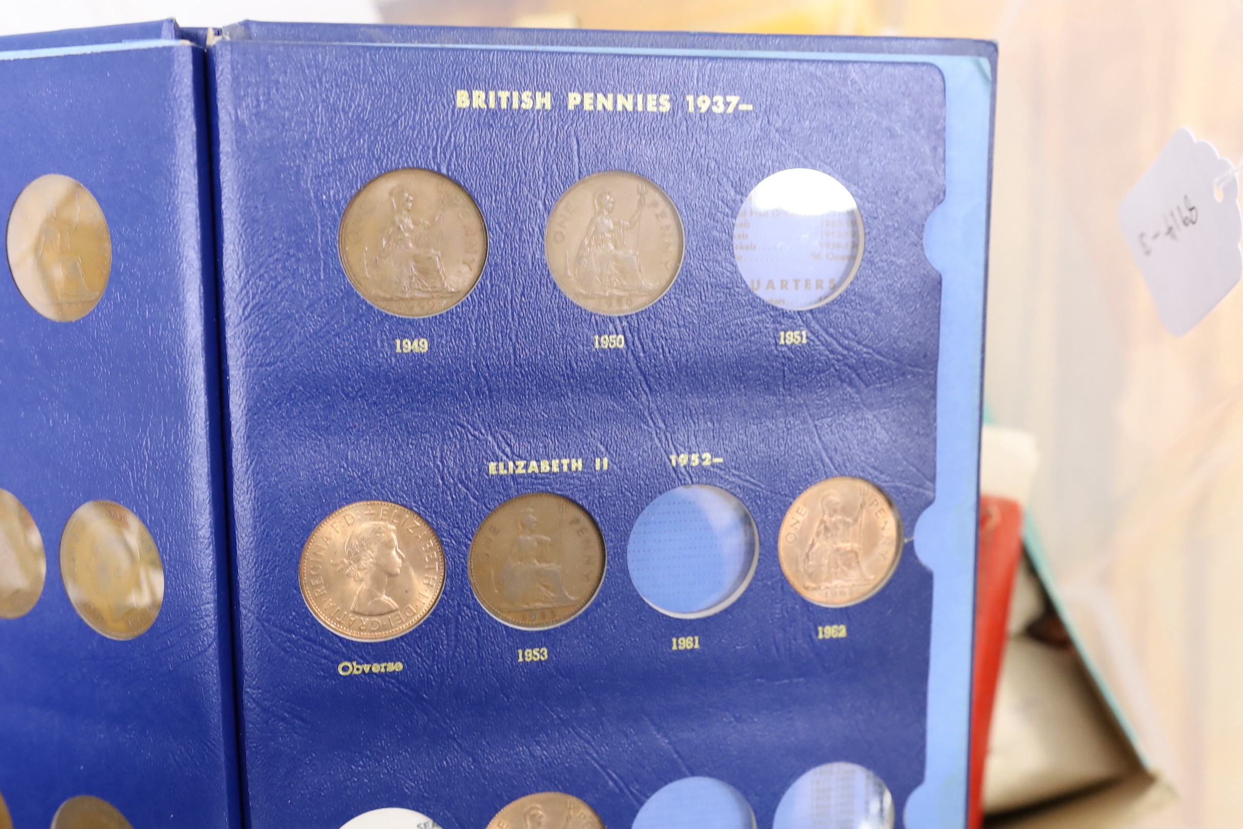 A box of UK and World coins including George V and George VI florins, shillings etc - Image 4 of 5